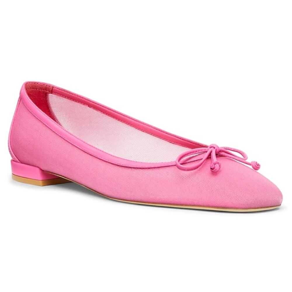 Stuart Weitzman Womens Arabella Ballet Flats US 8 B Pink Mesh Leather GUC
